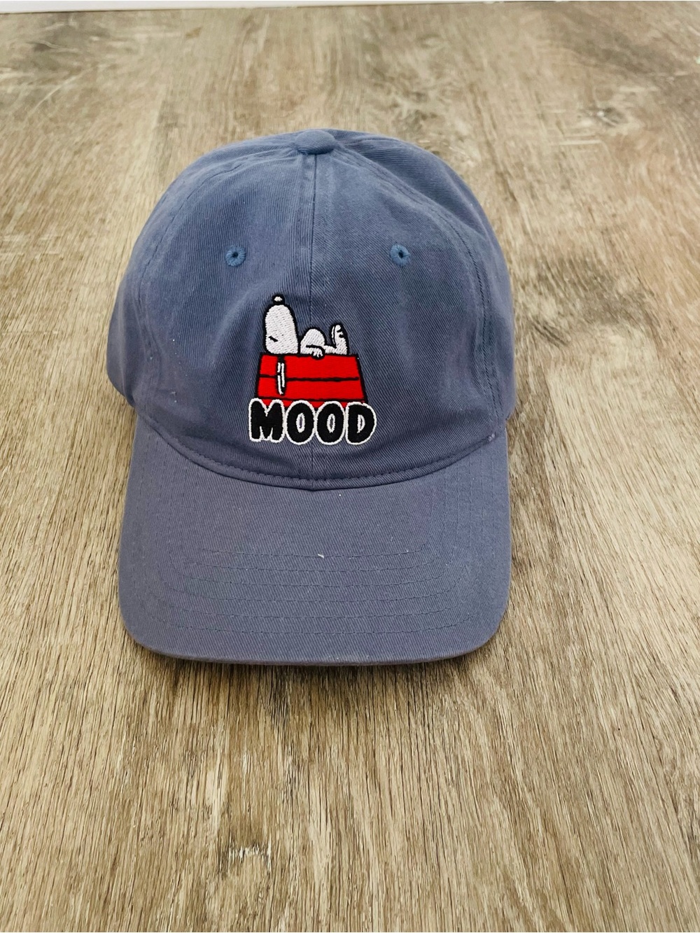 Peanuts Blue Dad Hat with Snoopy "Mood" Embroidery